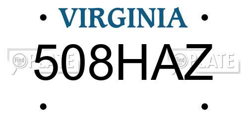 508HAZ Virginia License Plate