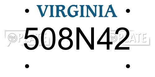 508N42 Virginia License Plate