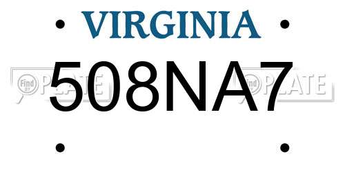 508NA7 Virginia License Plate