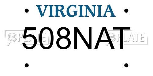 508NAT Virginia License Plate