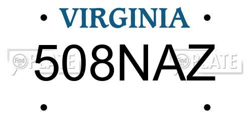508NAZ Virginia License Plate