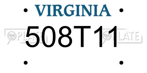 508T11 Virginia License Plate