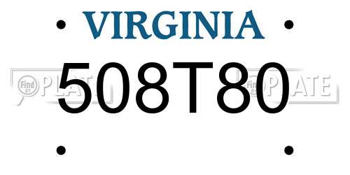 508T80 Virginia License Plate