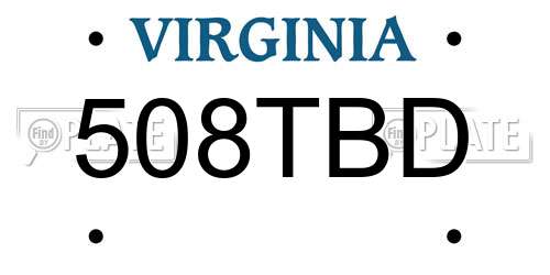 508TBD Virginia License Plate