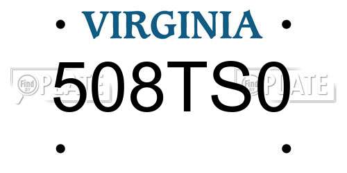 508TS0 Virginia License Plate