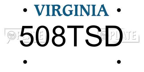 508TSD Virginia License Plate