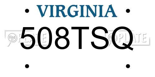 508TSQ Virginia License Plate