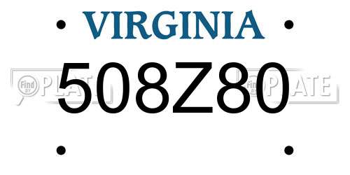 508Z80 Virginia License Plate