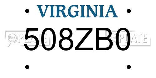 508ZB0 Virginia License Plate