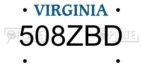 508ZBD Virginia License Plate
