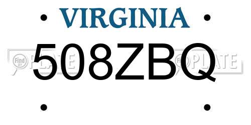 508ZBQ Virginia License Plate