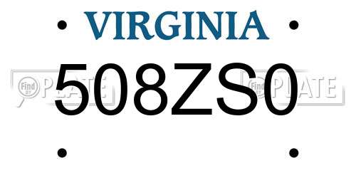 508ZS0 Virginia License Plate