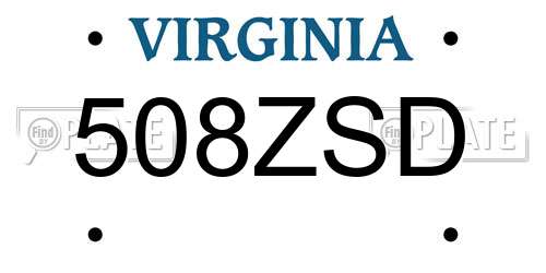508ZSD Virginia License Plate