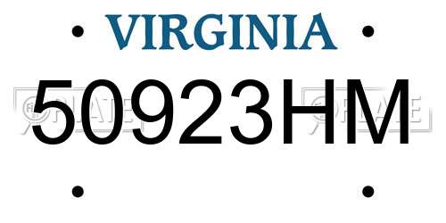 50923HM Virginia License Plate