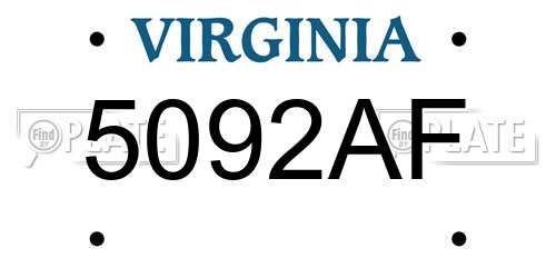 5092AF Virginia License Plate