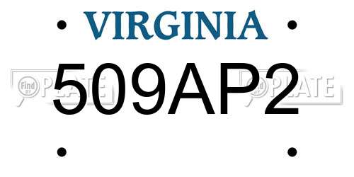 509AP2 Virginia License Plate