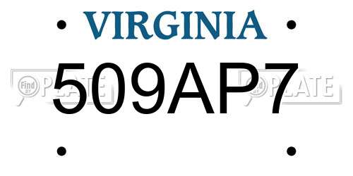 509AP7 Virginia License Plate