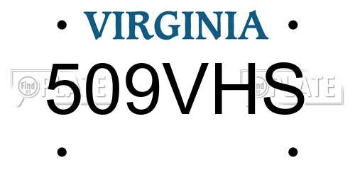 509VHS Virginia License Plate