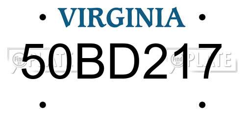 50BD217 Virginia License Plate