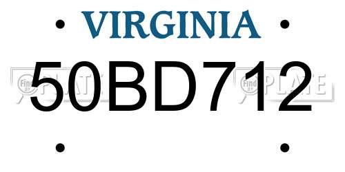50BD712 Virginia License Plate