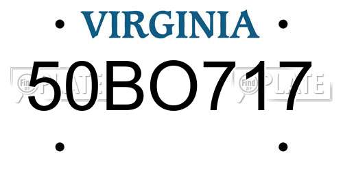 50BO717 Virginia License Plate