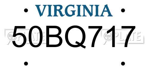 50BQ717 Virginia License Plate