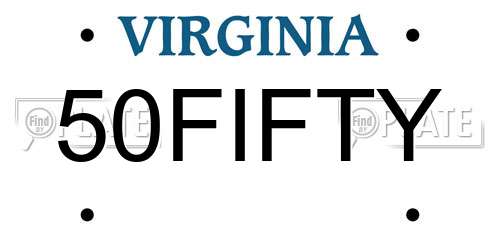 50FIFTY Virginia License Plate