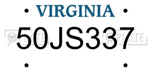 50JS337 Virginia License Plate