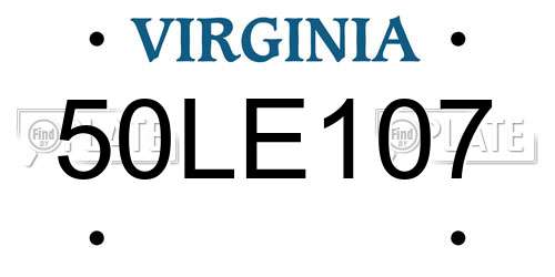 50LE107 Virginia License Plate