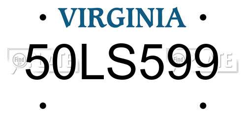 50LS599 Virginia License Plate