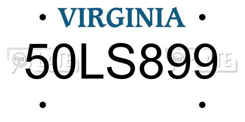 50LS899 Virginia License Plate