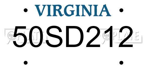 50SD212 Virginia License Plate