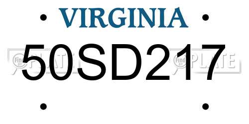 50SD217 Virginia License Plate