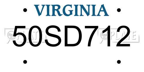 50SD712 Virginia License Plate