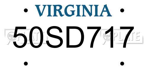 50SD717 Virginia License Plate