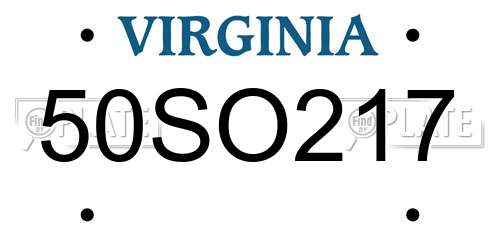 50SO217 Virginia License Plate
