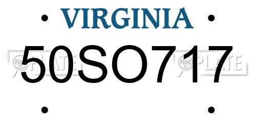 50SO717 Virginia License Plate