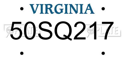 50SQ217 Virginia License Plate