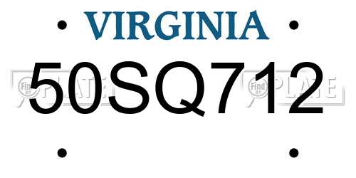 50SQ712 Virginia License Plate