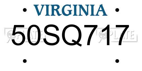 50SQ717 Virginia License Plate