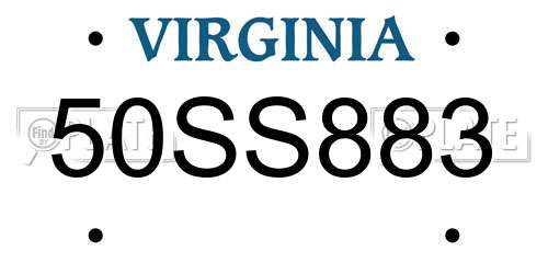 50SS883 Virginia License Plate