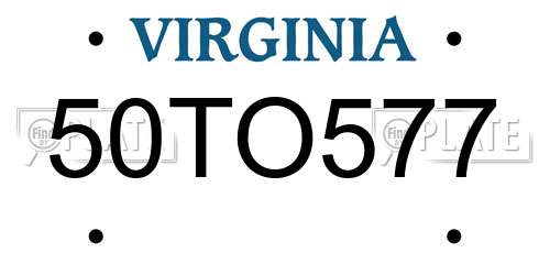 50TO577 Virginia License Plate
