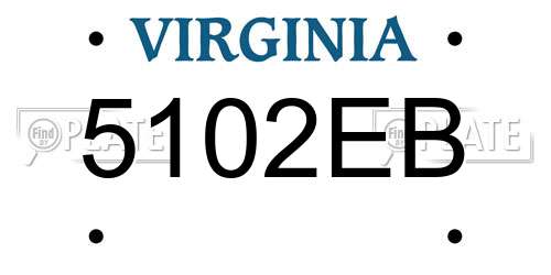 5102EB Virginia License Plate
