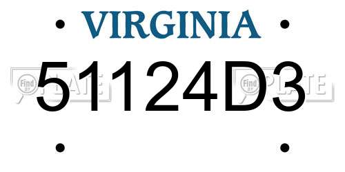 51124D3 Virginia License Plate