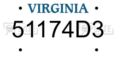 51174D3 Virginia License Plate