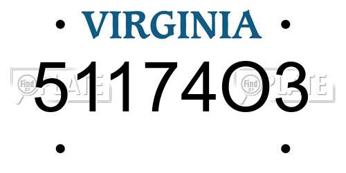 51174O3 Virginia License Plate