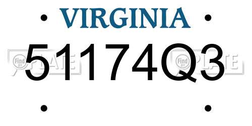 51174Q3 Virginia License Plate