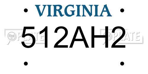 512AH2 Virginia License Plate