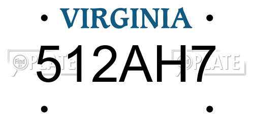 512AH7 Virginia License Plate