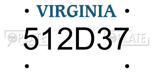 512D37 Virginia License Plate
